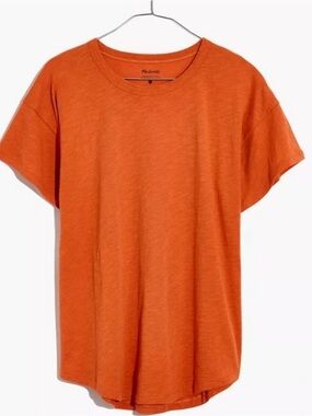 Madewell Whisper Cotton Rib Crewneck Tee in Rusted Tin